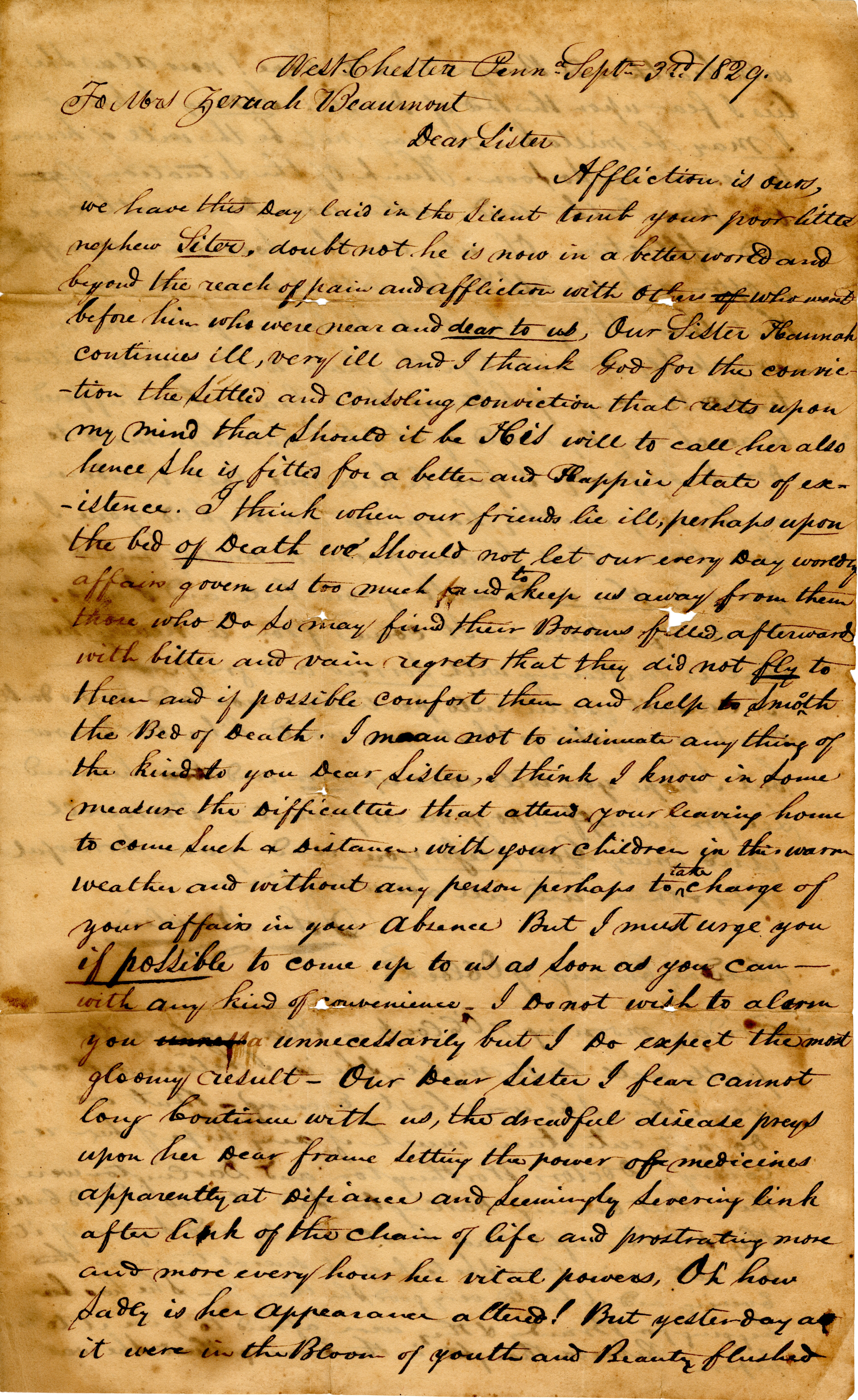 1821 Letter_page 1_from John Newlin to his sister, Zeruah Beaumont 1821 Letter_page 1_from John Newlin to his sister, Zeruah Beaumont