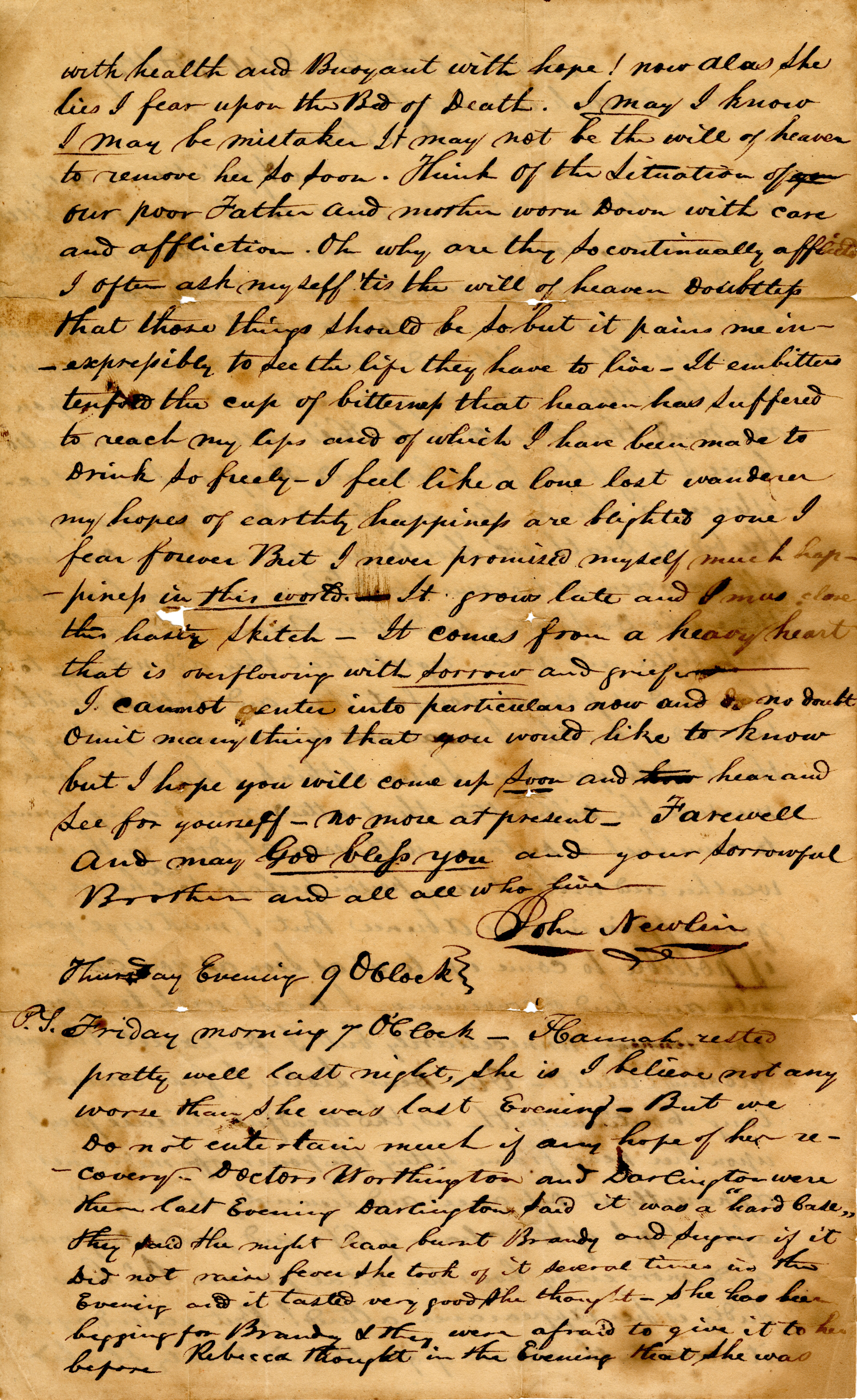 1821 Letter_page 2_from John Newlin to his sister, Zeruah Beaumont 1821 Letter_page 2_from John Newlin to his sister, Zeruah Beaumont
